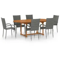 vidaXL Garten-Essgruppe 7-tlg. Grau