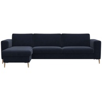 FLEXLUX Ecksofa »Fiore, Sitzaufbau mit hochwertigem Kaltschaum für mehr Sitzkomfort«, breite Armlehnen, L-Form, Füße Alu+ Eiche blau