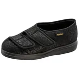 Fischer Fischer-Markenschuh Ortho Hausschuh Klettverschluss, Weite K, Einlegesohle herausnhembar, Reptilstretch schwarz 47 EU
