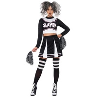 Smiffys Kostüm Metal Cheerleader, Slayer-Fangirl mit Pompoms schwarz XS
