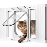 Vevor Katzenklappe Katzentür Anpassbar an Fensterbreiten (584-711 mm) Weiß