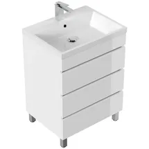 Posseik Badmöbel-Set Stand-Badmöbel Waschplatz "Fellini 60" weiß Hochglanz