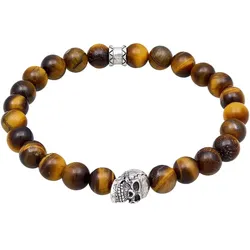 KUZZOI Herren Totenkopf Tigerauge Beads 925 Silber Herrenschmuck   