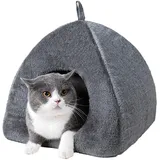 Große verdickte Katze Hundehöhle Katzenbetten für Innenkatzen Gepolstertes warmes Katzenhöhlenbett Faltbares Katzenzelt mit waschbarer Flauschiger Unterlage für Hunde, Katzen, Kaninchen, Enten