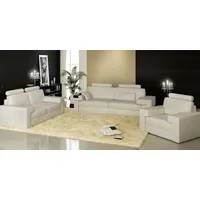 JVmoebel Polstergarnitur Weiße Couchgarnitur aus Echtleder und Kunstleder mit Kopfstützen, (Set, 3-tlg., 3+2+1 Sitzer), Made in Europa weiß