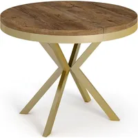 Runder Ausziehbarer Esstisch - Loft Style Tisch mit Goldenen Metallbeinen - 100 bis 180 cm - Industrieller Tisch für Wohnzimmer - Kompakt - 100 cm...