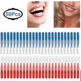 50 Interdentalbürsten Zahnzwischenraumbürsten 2.5mm Blau/3.0mm Rot Bürstenhalter