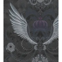 Harald Glööckler Designer Barock Vliestapete 54454 - Adlerschwingen - Anthrazit / Metallic