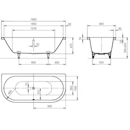 Kaldewei Centro Duo 2 Eckbadewanne 80 x 180 cm (283500010667)