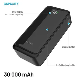 FIXED Zen2 30 mit LCD-Display, und PD-Ausgang 20W, 30000mAh, Schwarz