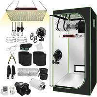 Izrielar Growbox Komplettset,Indoor Gewächshaus mit 200W LED Vollspektrum Dimmbar, Carbon-Filter, Ventilator, Anzuchtzelt, Zuchtzelt,80x80x160 - Schwarz