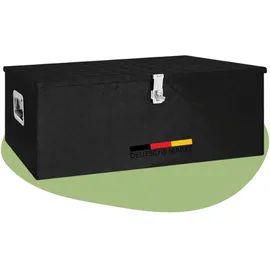 deluke DELUKE® Aluminiumbox mit Deckel Abschließbar Alubox Deichselbox Alu Anhängerbox Werkzeugkiste Transportbox Metallkiste, 100x55x37cm Schwarz