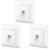 deleyCON CAT6a Netzwerkdose Unterputz RJ45 Keystone 10 Gbps, 3 Stück - Weiß