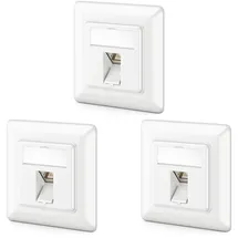 deleyCON CAT6a Netzwerkdose Unterputz RJ45 Keystone 10 Gbps, 3 Stück - Weiß