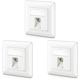 deleyCON CAT6a Netzwerkdose Unterputz RJ45 Keystone 10 Gbps, 3 Stück - Weiß