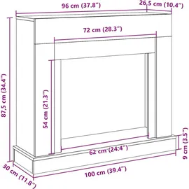 vidaXL Kaminumrandung 100 x 30 x 87,5 cm Grau