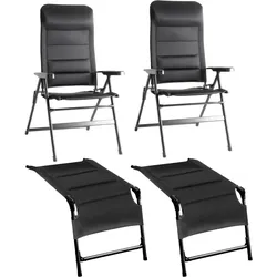 BRUNNER Campingstuhl ARAVEL 3D - M Schwarz mit Beinauflagen ARAVEL 3D - M 2er-Se...