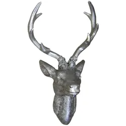 Hirschgeweih 10 Ender in Silber Hirschkopf Wand Deko Jagd Geweih 20 x 30cm