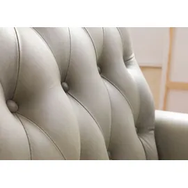 Massivmoebel24 Sessel Chesterfield Leder 84 x 84 x 94 cm Grau