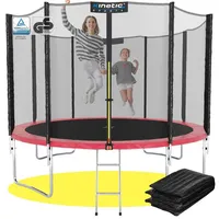 Kinetic Sports Trampolin Outdoor 'Salto Plus' Ø 305 cm – TÜV Rheinland geprüft, Komplett-Set für Kinder, USA Sprungtuch, Netz, Randpolster, Leiter – bis 160 kg, Pink