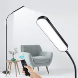 OUTON Stehlampe LED Dimmbar 15W 1500LM, Fernbedienung und App-Steuerung, Leselampe mit 4 Farbtemperatur, 1H Timer, Leseaufgabe Beleuchtung für Wohnzimmer Schlafzimmer Büro, Schwarz