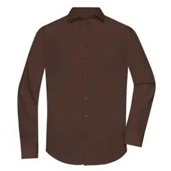 Herrenhemd Poplin Langarm JN678, braun, Größe XXL - braun - XXL