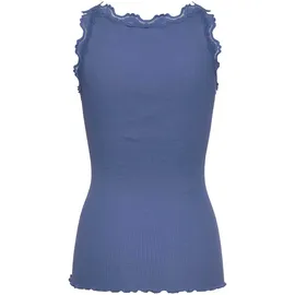 Rosemunde Spitzentop Babette Silk Top mit Seide Vintage-Spitzenbesatz, mit Rundhalsausschnitt, hoher Seidenanteil blau XL (44)