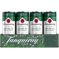 Tanqueray London Dry Gin & Tonic | erfrischendes Mixgetränk für den Sommer | Jetzt trinkfertig in der handlichen Dose für unterwegs | 10% vol | 12 x 250 ml EINWEG Mehrverpackung |