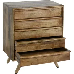 Mendler Highboard HWC-L96, Kommode Sideboard Schrank Schubladen Massiv-Holz Mango 81x65x43cm