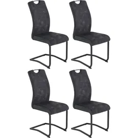 Hela Esszimmerstuhl HELA "Tabea Freischwinger BESTSELLER verschiedene Stoffqualitäten", grau (vintage anthrazit, schwarz), B:43cm H:99cm T:61cm, 100% Polyester, Stühle, Esszimmerstuhl, 2 oder 4 Stück, Schwingstuhl, Microfaser Vintage oder Kunstleder