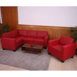 MCW Modular Sofa-System Couch-Garnitur Moncalieri 4-1, Kunstleder ~ rot
