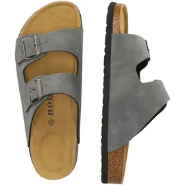 NOU "Shawnee V2", Herren, Gr. 42, grau (blau), Lederimitat, Schuhe Sandale, mit gepolstertem Fußbett