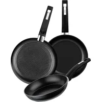Bra Design | Set mit 3 Bratpfannen aus geschmiedetem Aluminium mit Antihaftbeschichtung, 18|22|26 cm, geeignet für alle Herdarten, einschließlich Induktion und Glaskeramik, Schwarz