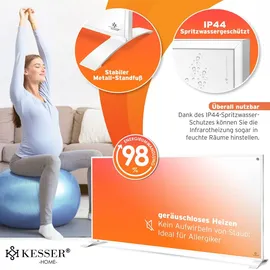 Kesser KESSER® Infrarotheizung Energiesparend Infrarot 2in1 Standgerät & Wandmontage Elektroheizung mit Fernbedienung Thermostat & App-Steuerung Timer Elektrisch Heizpaneel Heizung Konvektor Standfüße