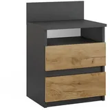 Vicco Nachttisch Monty, 39.6 x 59.1 cm, Anthrazit Eiche mit 2 Schubfächer, Schlafzimmer