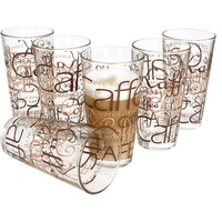 6er Set Latte Macchiato Glas 39cl stapelbar Coffee Dekor