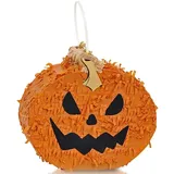 Jack-o-Lantern Mini-Piñata-Dekoration (1 Stück) – 17,8 x 15,2 cm – Schwarz & Orange – perfekt für Halloween-Partys