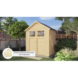 Gartenhaus KONIFERA "Sylt 1", beige (naturbelassen), Fußboden im Gartenhaus, ohne Dacheindeckung, Gartenhäuser, Inklusive Fussboden