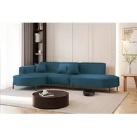 Fun Möbel Ecksofa Designersofa VALENCIA in Stoff Scala Blau Ottomane Links - Blau