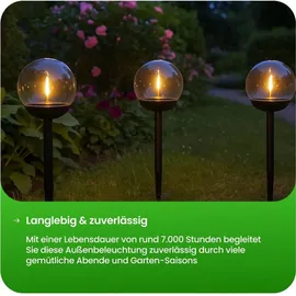 Star Trading LED-Solar-Wegleuchte 'Globe', 3er Set, weiß/schwarz