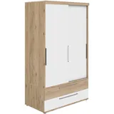 Paidi Schiebetürenschrank Fionn 124 x 207 cm Holzoptik Braun, Weiß Eiche /