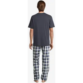 SCHIESSER Pyjama Night & Home Grau kariert / Blau L