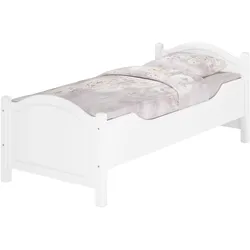 Erst-Holz Weißes Seniorenbett Massivholzbett 90x200 extra hoch mit Rollrost Matratze 60.40-09WFLM