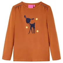 vidaXL Kinder Langarmshirt Hirsch Druck Langarm T-Shirt Jungen Kindershirt Cognac 92 - 92
