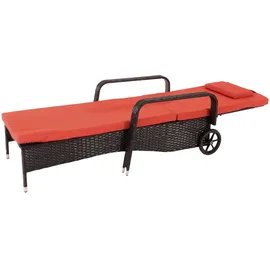 Mendler Carrara Sonnenliege 197 x 71 x 108 cm anthrazit/terracotta inkl. Rollen