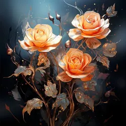 EUROART Glasbild 20 x cm Dark Roses II Glas Orange