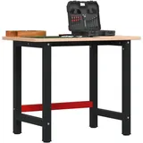 vidaXL Werkbank 100x60x81,5 cm Massivholz Buche Rechteckig