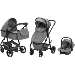 babycab Kombikinderwagen Stockholm Trio-Set (2024) inkl. i-Size Babyschale und Wickeltasche, grau