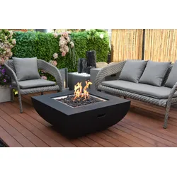 Gardenforma Gas Feuerstelle Itasy Beton-Optik schwarz, aus Faserbeton Betongrau