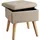 Tectake tectake® Sitzhocker mit Stauraum, quadratisch, in Leinenoptik, 32,5 x 32,5 x 36,5 cm